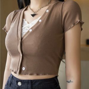 DAZY brown bralette shirt